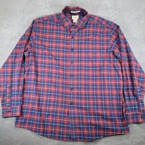 LL Bean Y2K Mens XL Traditional Fit Plaid Flannel Button Down Shirt Red Blue
